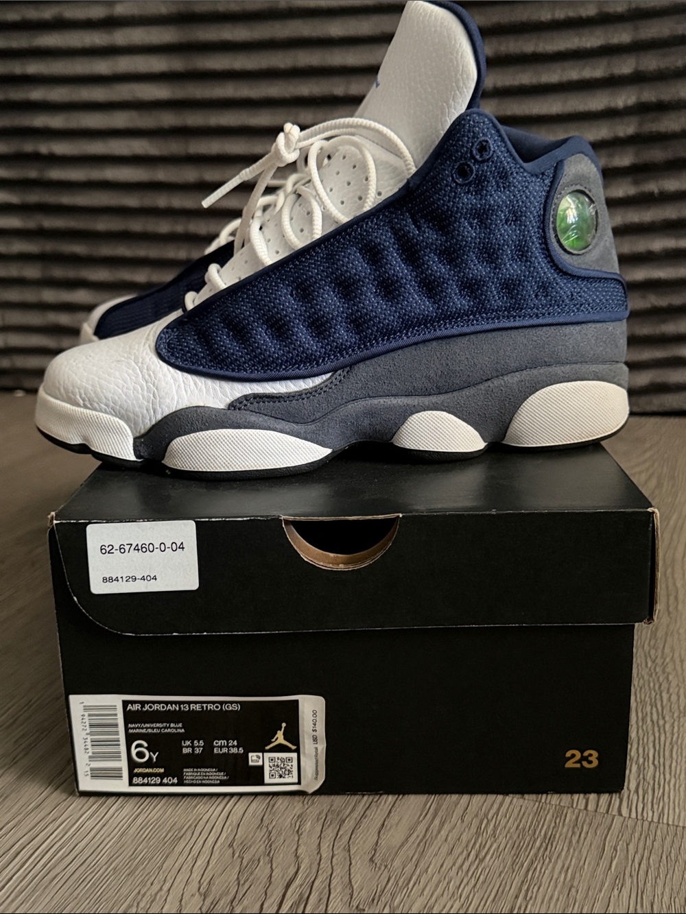 Jordan Kids' Retro 13 Navy and White Sneakers